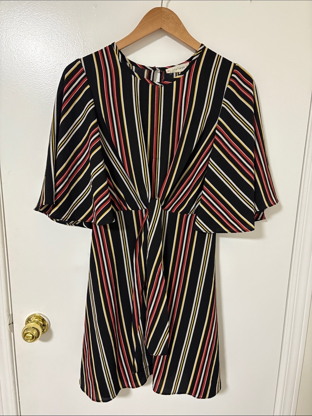 Marshalls Black Striped Mini Dress with Tie Front
